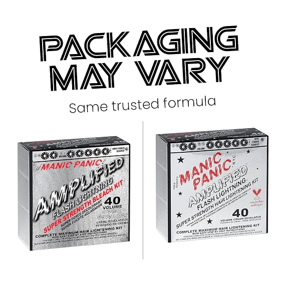 MANIC PANIC Flash Lightning Super Strength Bleach Kit - 40 Volume Developer + Bleach Powder - Hair Lightener for Dark Hair + Lifting up to 7 Levels - Vegan & Cruelty Free (2 Pack)