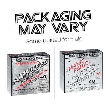 MANIC PANIC Flash Lightning Super Strength Bleach Kit - 40 Volume Developer + Bleach Powder - Hair Lightener for Dark Hair + Lifting up to 7 Levels - Vegan & Cruelty Free (2 Pack)