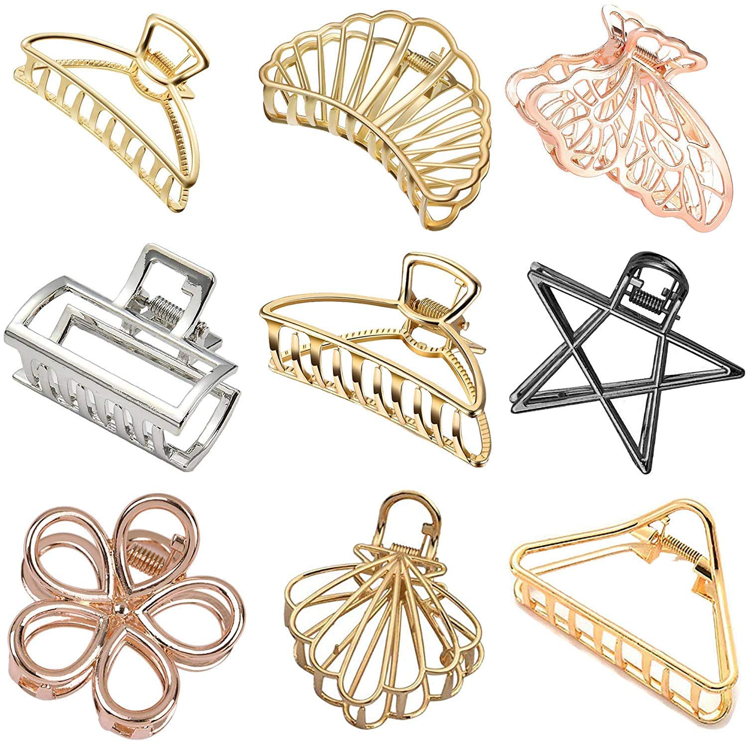 Medium-Size Multi Color Imported MetaHKD SALS l Material Butterfly Hair Clips For Women & Design as per available (Pack Of 9) | Hair Clutchers