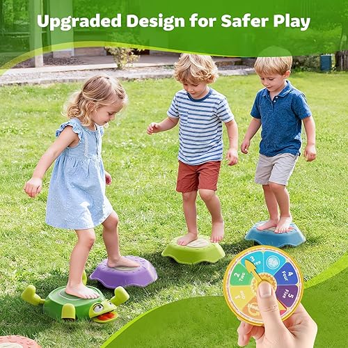 Miniatura 7 de Piedras Escalonadas para Niños y Pequeños de 3-5 años, 6 Piezas de Juguetes Sensoriales Antideslizantes y Curso de Obstáculos para Juego en