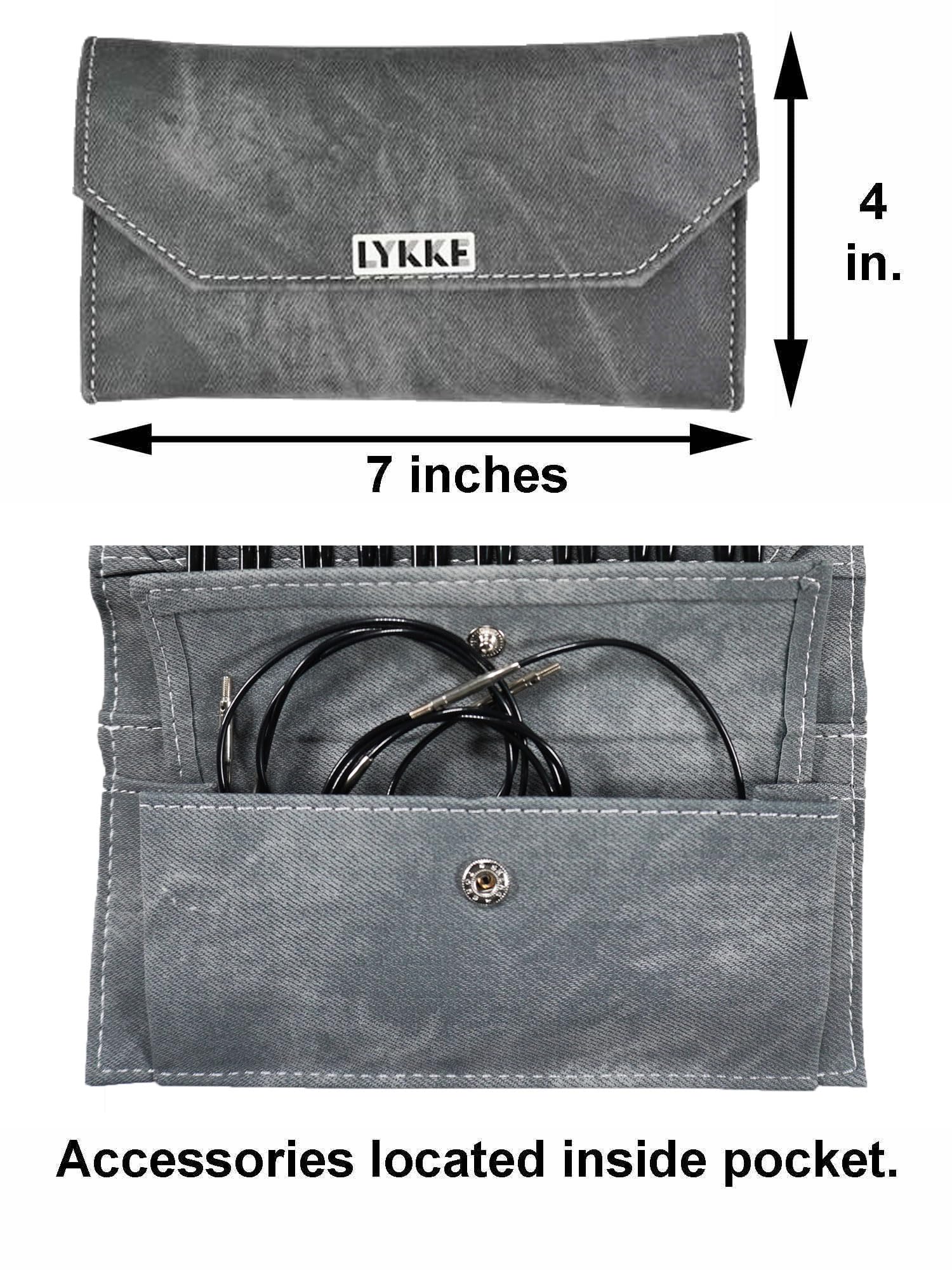 Lykke Stricknadeln, rund, bar, Treibholz, 9 cm lang, inkl. Artsiga Crafts Project Tasche 3.5-inch-(9cm)-Tip-Set grau