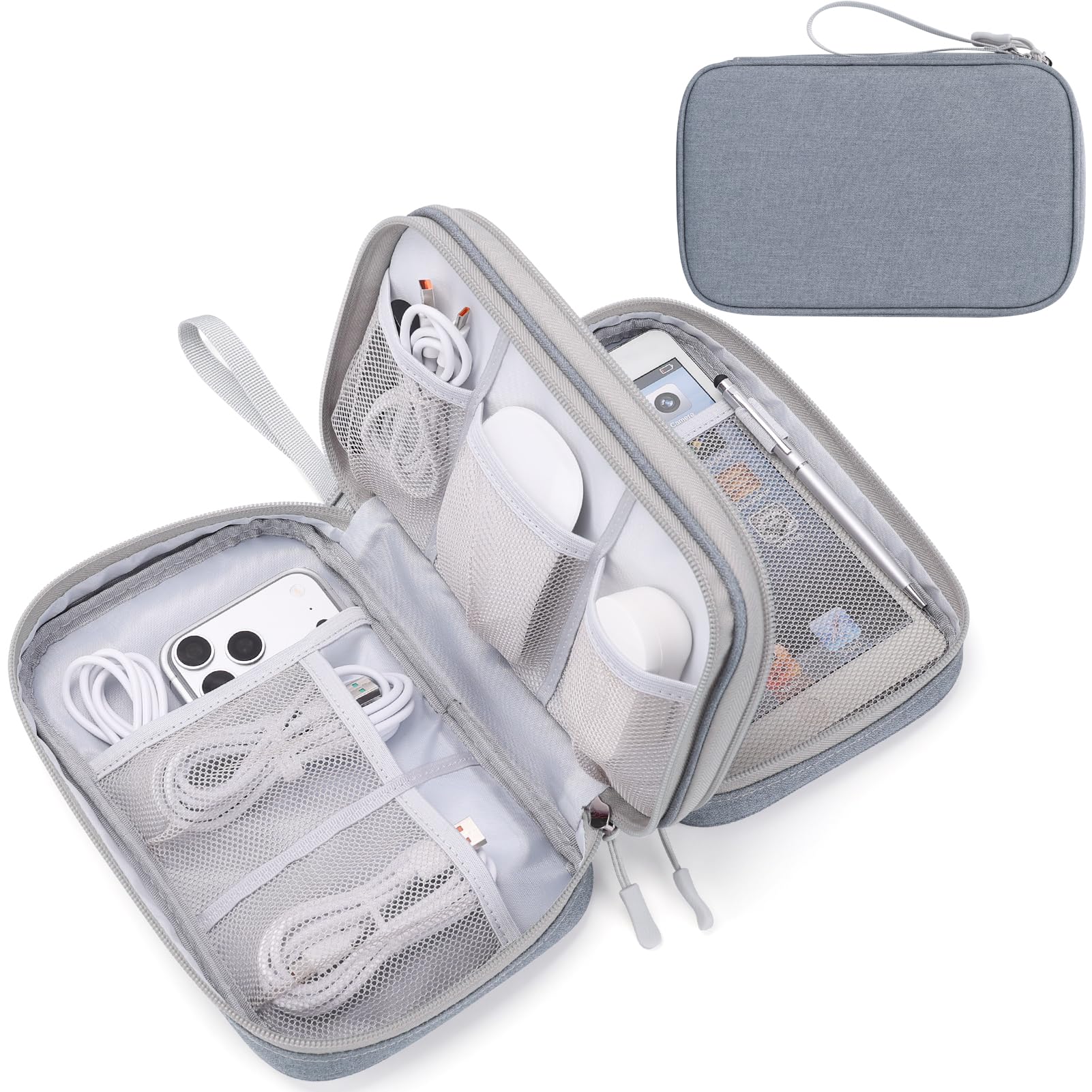 FYY Electronic Organizer, Travel Tech Pouch Bag, Large, Light Grey