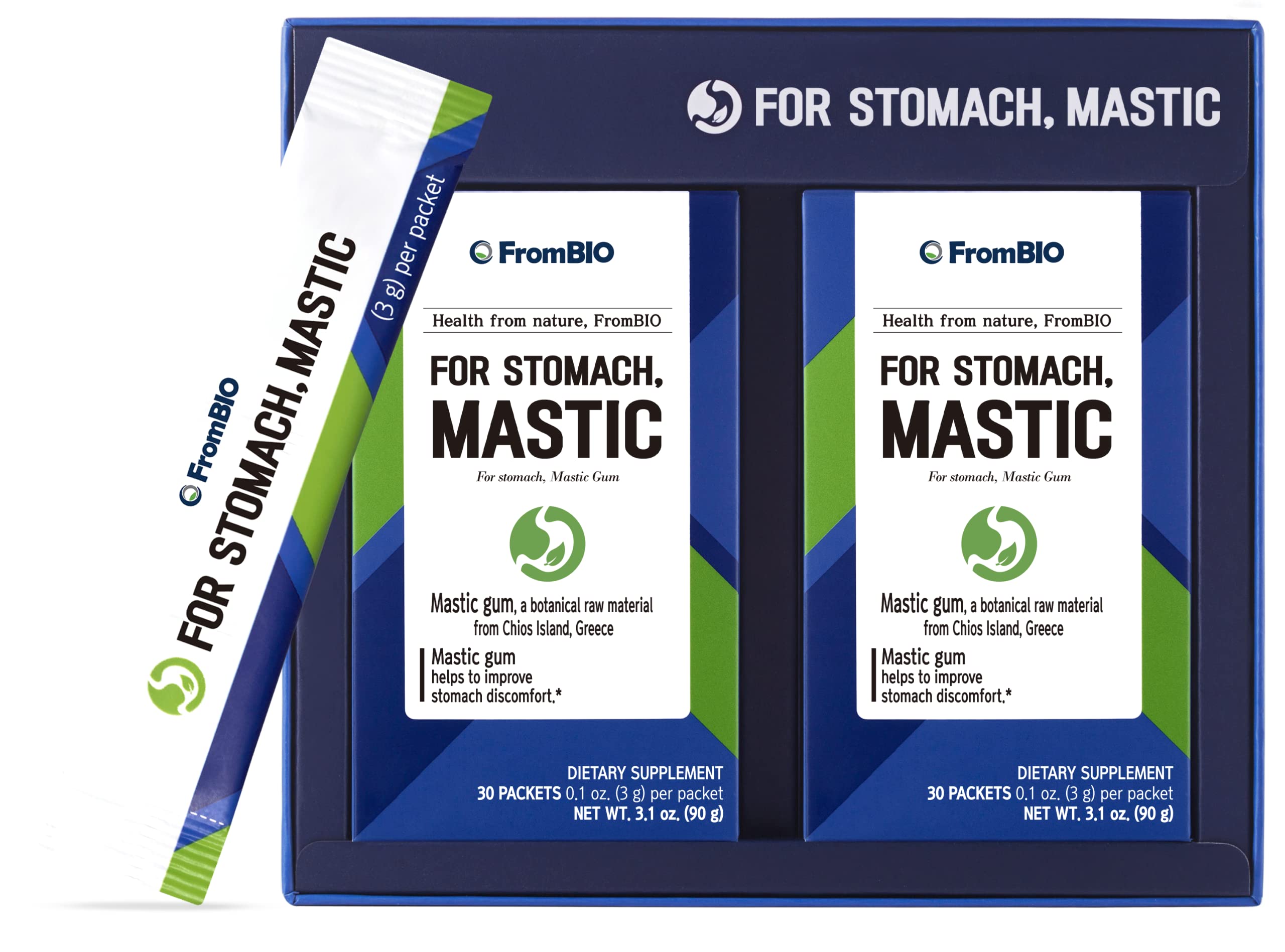 Chios Mastic Gum Supplement for Stomach (30 Sticks) - Alternative to Probiotics for Digestive Health. 1,050mg Mastic, 107.8mg Oleanolic Acid