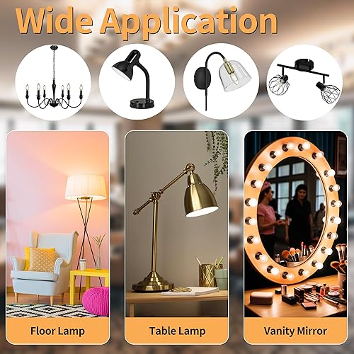 Miniatura 6 de Bombilla LED G16.5, pequeñas bombillas redondas Edison, bombillas E26 regulables de globo ámbar, bombilla Edison de filamento LED vintage de 6 W