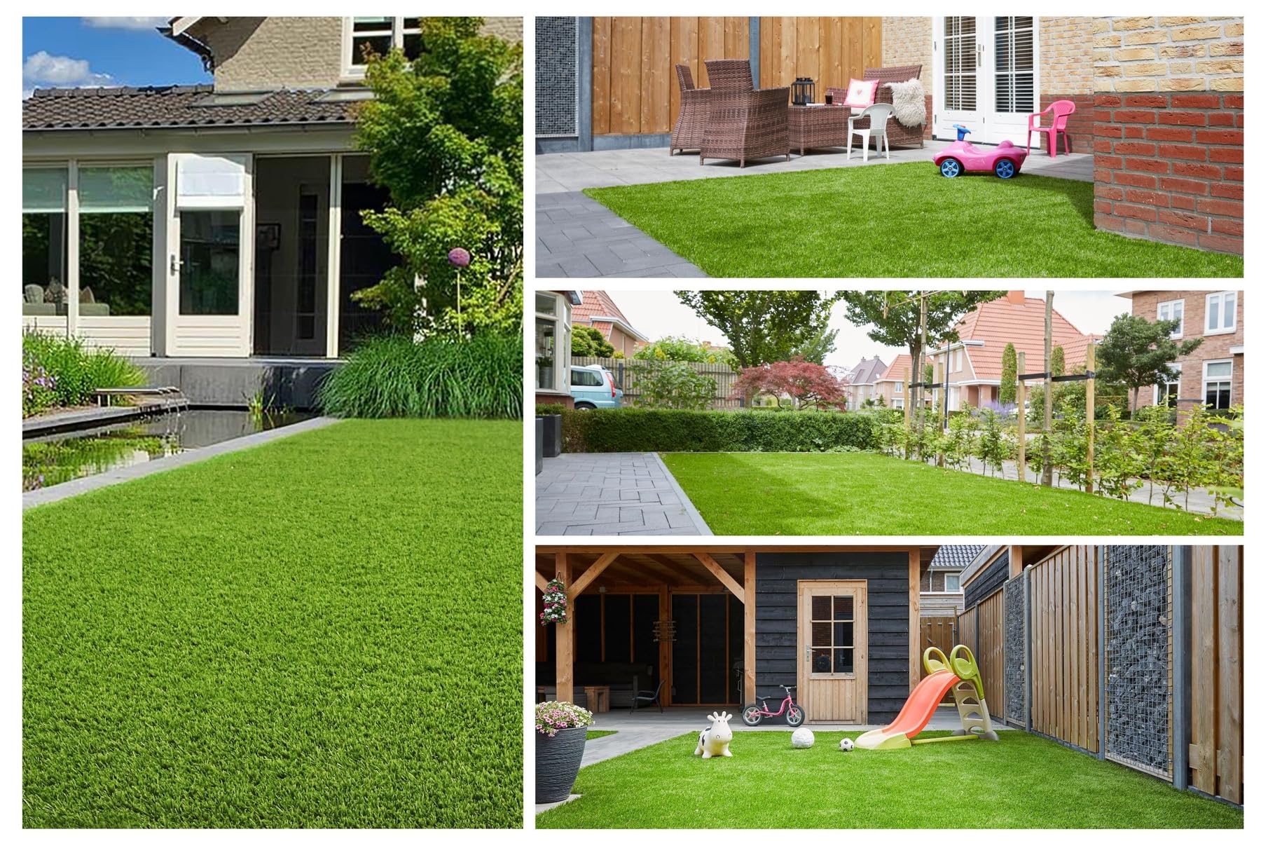 Kunstrasen 150x300 cm, Rasenteppich outdoor für Balkon und Garten, Artificial Grass Majorka outdoor 33mm Kunstrasen grün, Wasserdurchlässig Kunstrasen Rollrasen mit Meterware für Terrasse