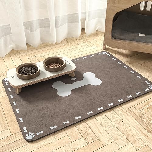 MontVoo - Tapete absorbente de comida para perros, tapete de secado rápido para alimentos y agua, tapete de comida para mascotas, mantel individual