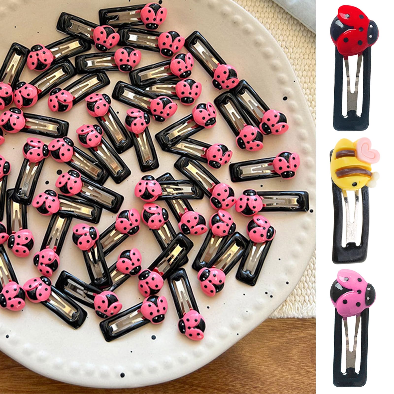 Nawwgy Ladybirds Shape Hairpin Elegant Hair Clip Adjustable Barrettes Sweet Hairpin for Office and Home Use