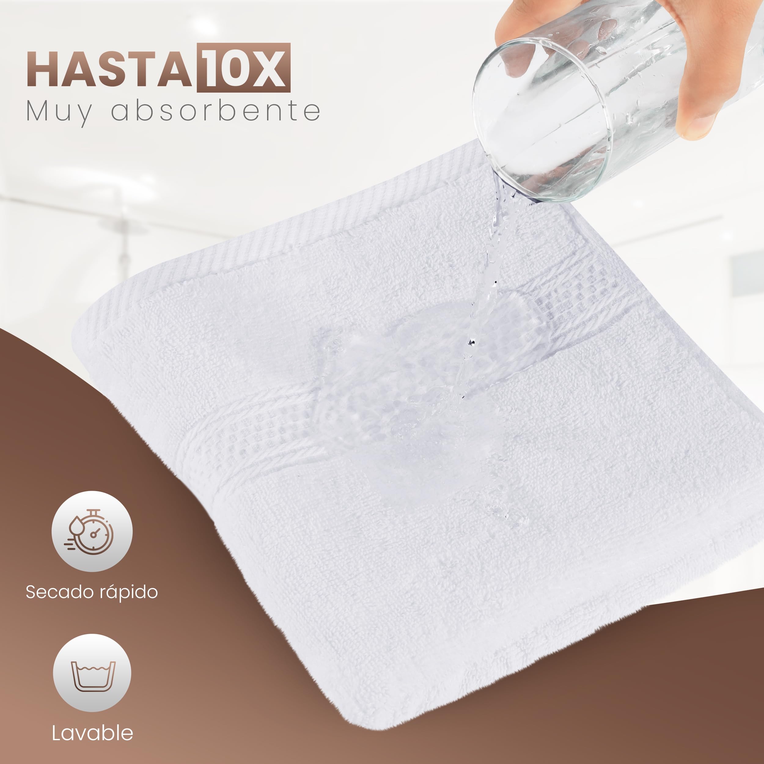 Utopia Towels Juego de 6 Toallas de Mano 50 x 100 cm Algodón Blanco Altamente Absorbentes con Gancho