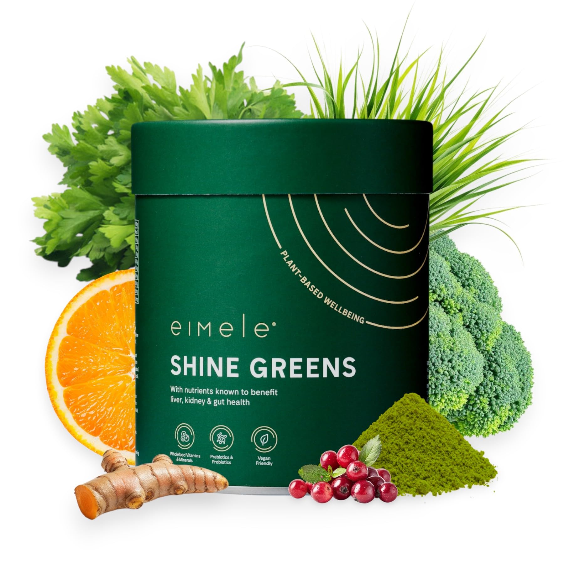 eimele | Shine Greens | Plant-Based Superfood Greens Powder for Gut Health | Supports Energy, Digestion & Immunity | Packed with Antioxidants, Essential Nutrients & Probiotics | 42 Servings (5.29oz)