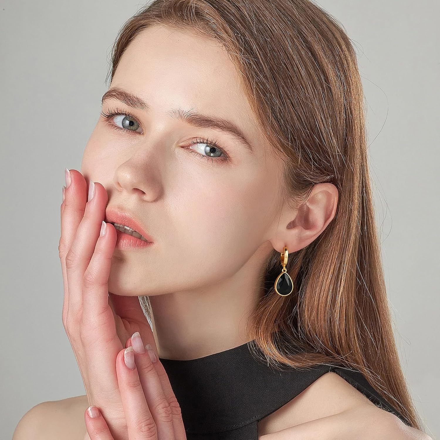 Crystals Teardrop Dangle Drop Earrings, 18K Gold Plated Hoop Earrings Zirconia Jewelry for Women Gifts - Image 3