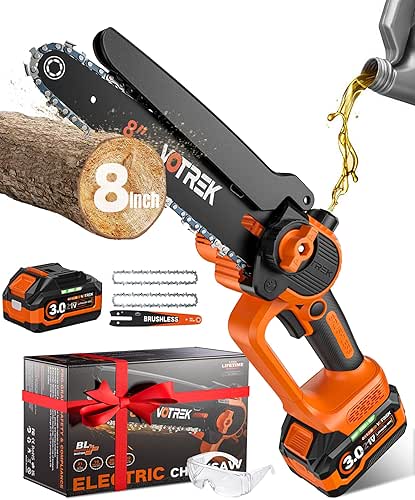 VOTREK® 8-INCH Mini Chainsaw Cordless, [3.0AH] Battery Powered Electric Chain