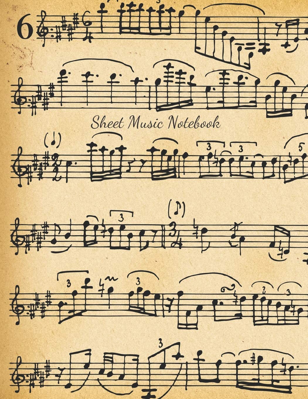 Sheet Music Notebook: Music, Staff, Manuscript Paper For Notes, Lyrics And Music - 12 Stave - For Musicians, Music Lovers, Students, Kids, Songwriting ... Pages - 8.5x11in - Antique Score 4 Edition