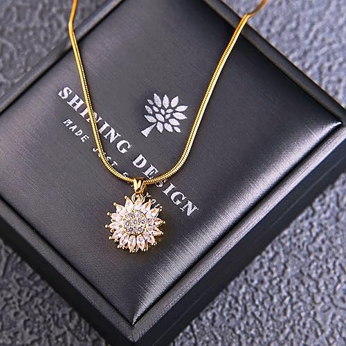 Miniatura 4 de You are My Sunshine Necklace, 18K Gold Plated Spinning Sunflower Pendant with Cubic Zirconia Stones for Women Graduation Necklace Gift Special