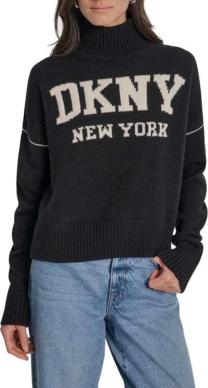 Women's Long Sleeve Athletic Fit Logo Mock Neck Sweater