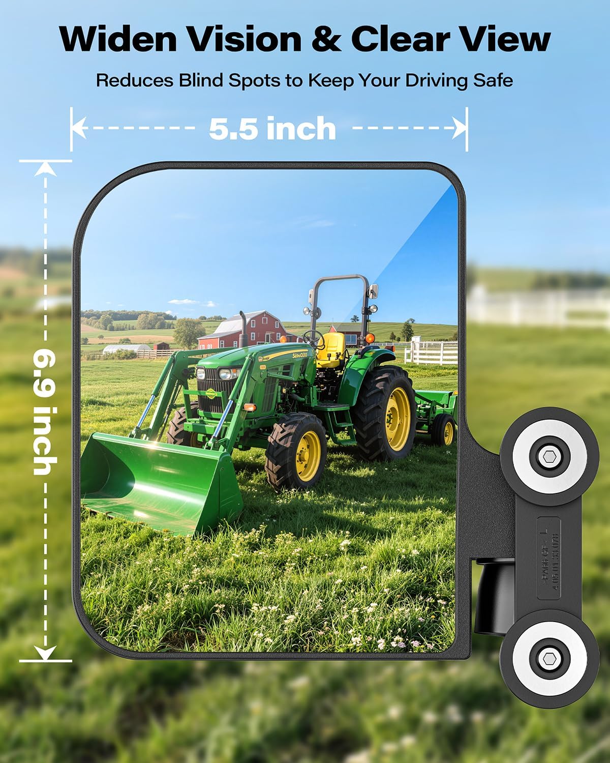 A2C Magnetic Tractor Mirrors Compatible with Kubota, Mahindra, John Deere, Toyota, Magnetic Rear View Mirrors for Forklifts, Lawn Movers, Golf Cart, Small Dozers, Lift Trucks, Tractor Accessories
