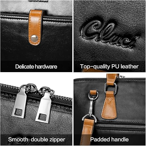 Miniatura 5 de CLUCI Maletín de cuero para mujer 15.6 pulgadas portátil de negocios vintage delgado bolso de hombro de las señoras