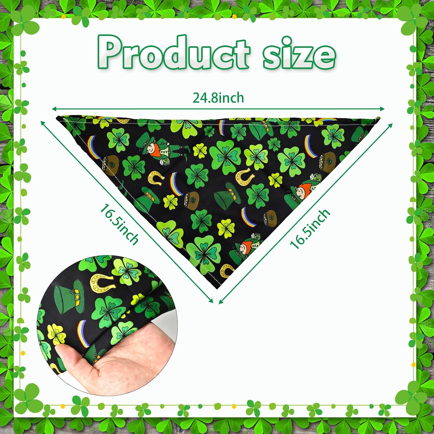 St Patricks Day Dog Bandanas,1Pcs Green Triangle Reversible Pet Scarf For Boys & Girls Washable Adjustable Holiday Dog Shamrock Bandana St Patrick’s Kerchief For Medium And Samll Dogs Cats Party Decor