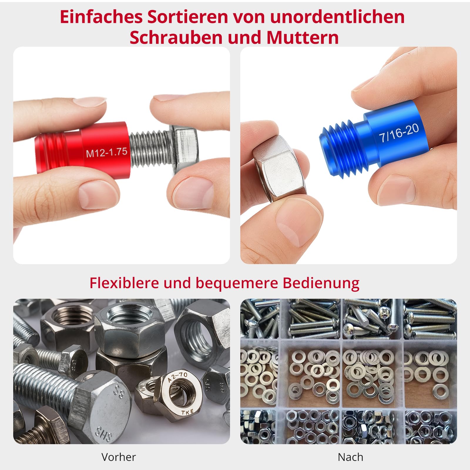 XUNTOP Gewindeprüfer Bolzengewindeprüfer 50 Stück Gewindelehren 27 imperial 23 metrisch