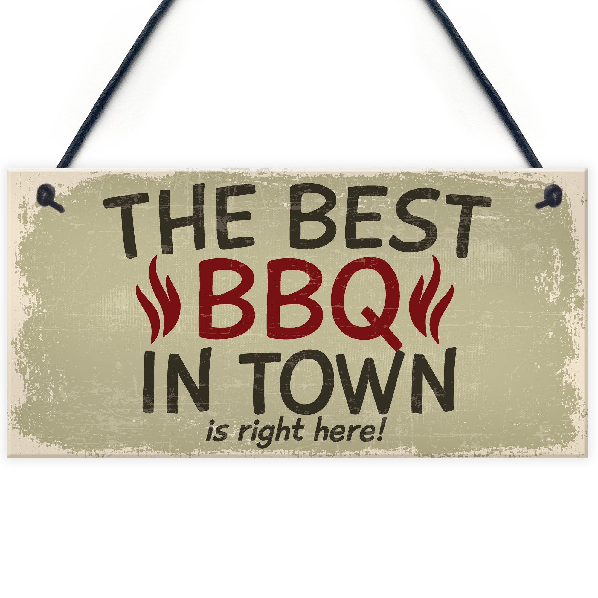 Red Ocean Best BBQ Pit Hanging Garden Sign Barbeque Shed SummerHouse Plaque Dad Grandad Gift For Him