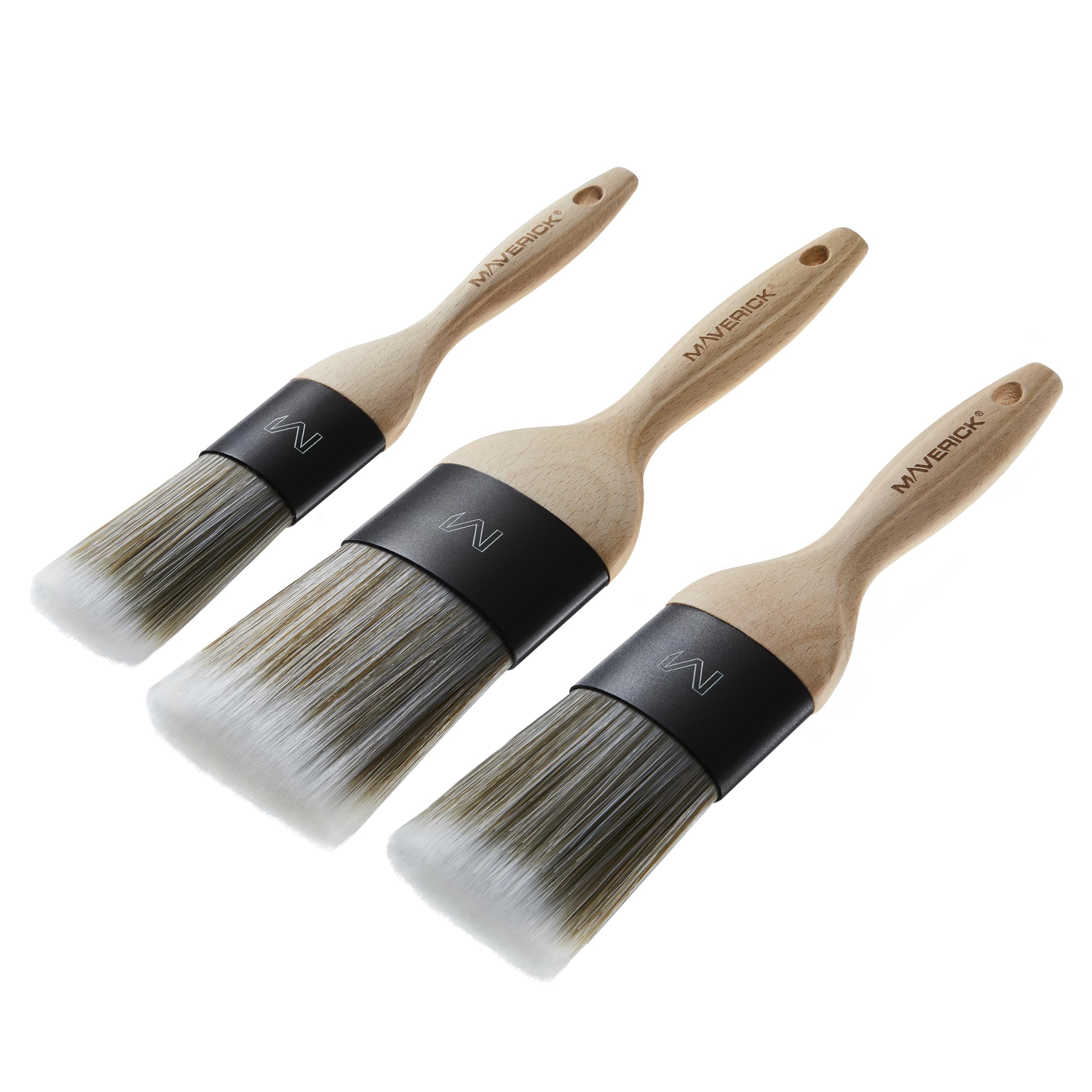 Maverick 190 Series X Malerpinsel, professioneller, gerader Schnitt, ovaler Memex-Kopf mit FSC-Holz, 3-teiliges Set, 3,8 cm, 5,1 cm, 6,3 cm