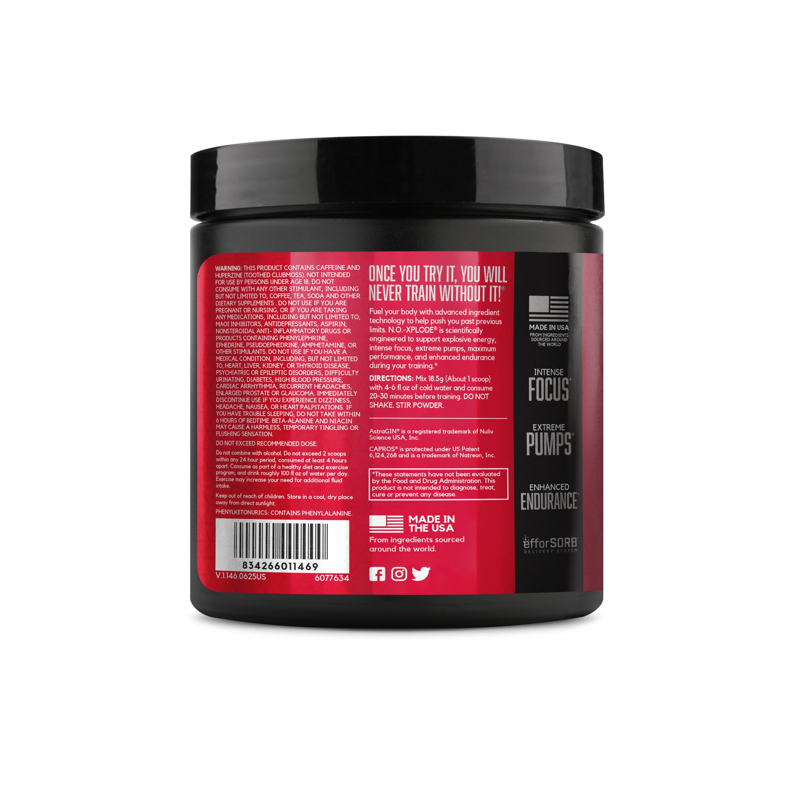 BSN N.O.-XPLODE Pre Workout Powder with Creatine, Fruit Punch, 16 Servings — Amazon image 6