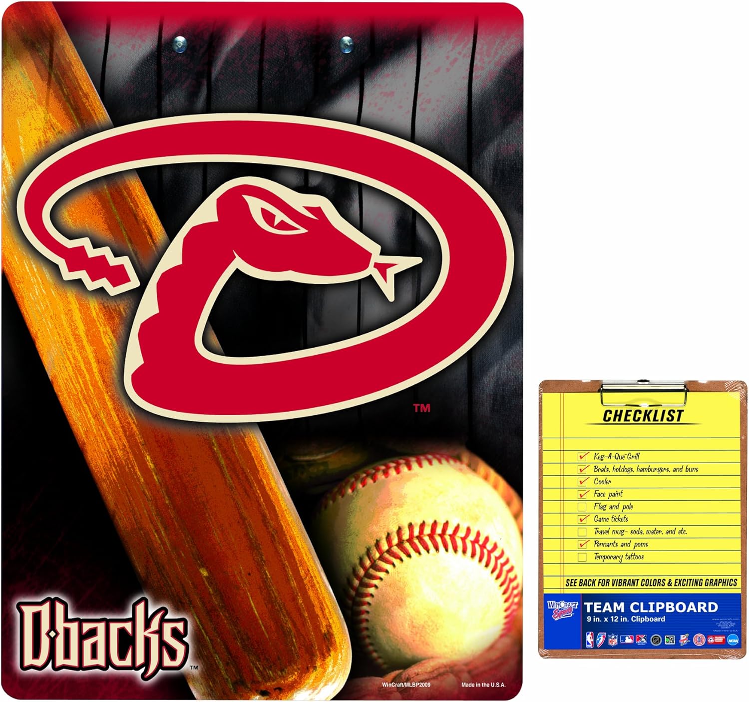 MLB Arizona Diamondbacks Clip Board Sports Fan Notepad