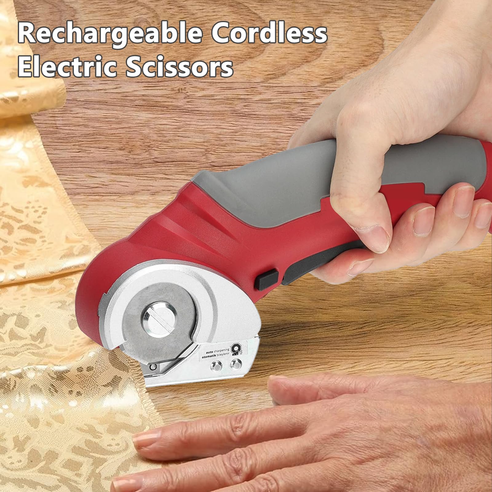 Cortador de cartón eléctrico, 4,2 V, tijeras eléctricas inalámbricas con interruptor de seguridad, 300 rpm, cortador universal, recargable para tela, alfombra, cuero, fieltro, plástico, cartón