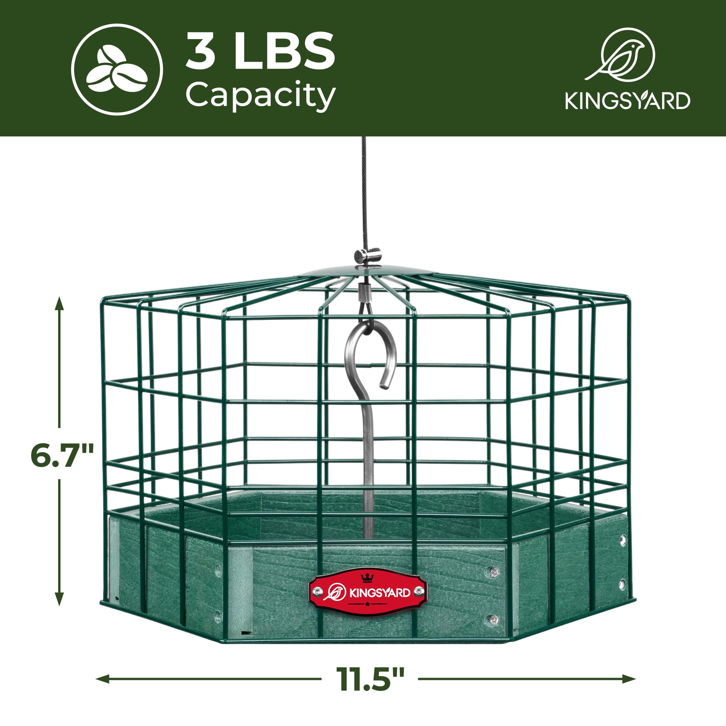 Kingsyard GrackleProof Bird Feeder for Outdoor Hanging Rugged Recycled Plastic Feeding