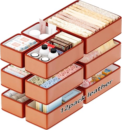 Miniatura 8 de Organizadores de cajones de cuero vegano, paquete de 8 cajas de almacenamiento de maquillaje, cajón de tocador, actualización de lujo, reemplazo de