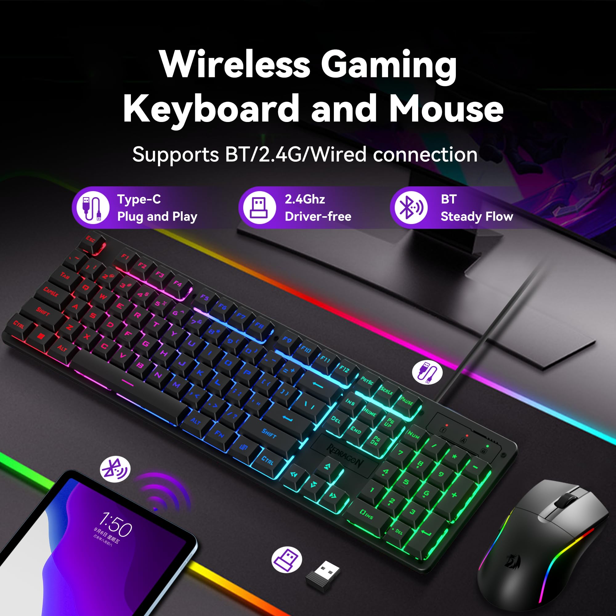 Redragon Tastiera e mouse da gioco -S107KS