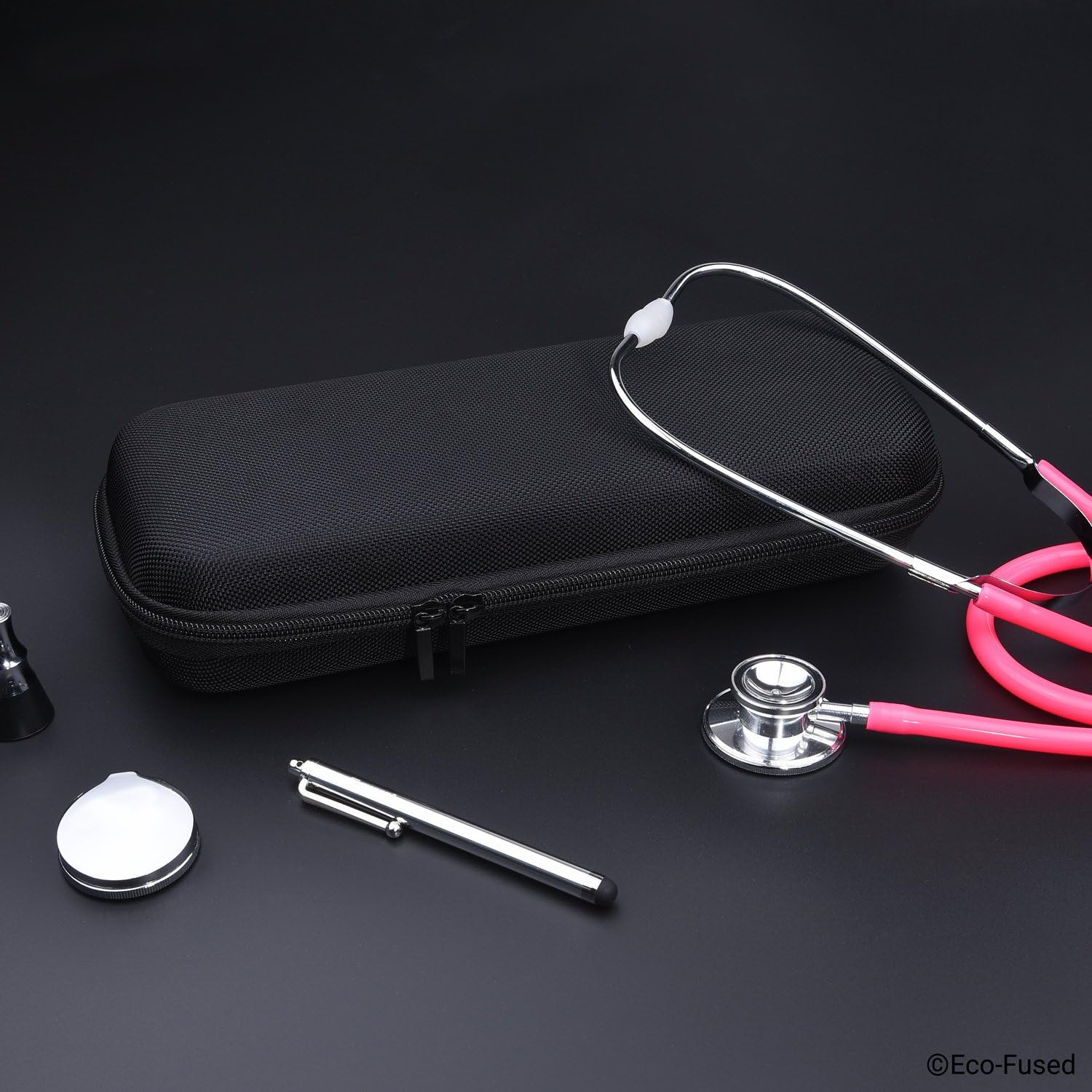 ECO-FUSED Stethoscope Case Compatible with 3M Littmann, MDF, ADC, Omron, etc. - Large Mesh Pocket for Accessories - Strong Nylon Material - Protects your Stethoscope