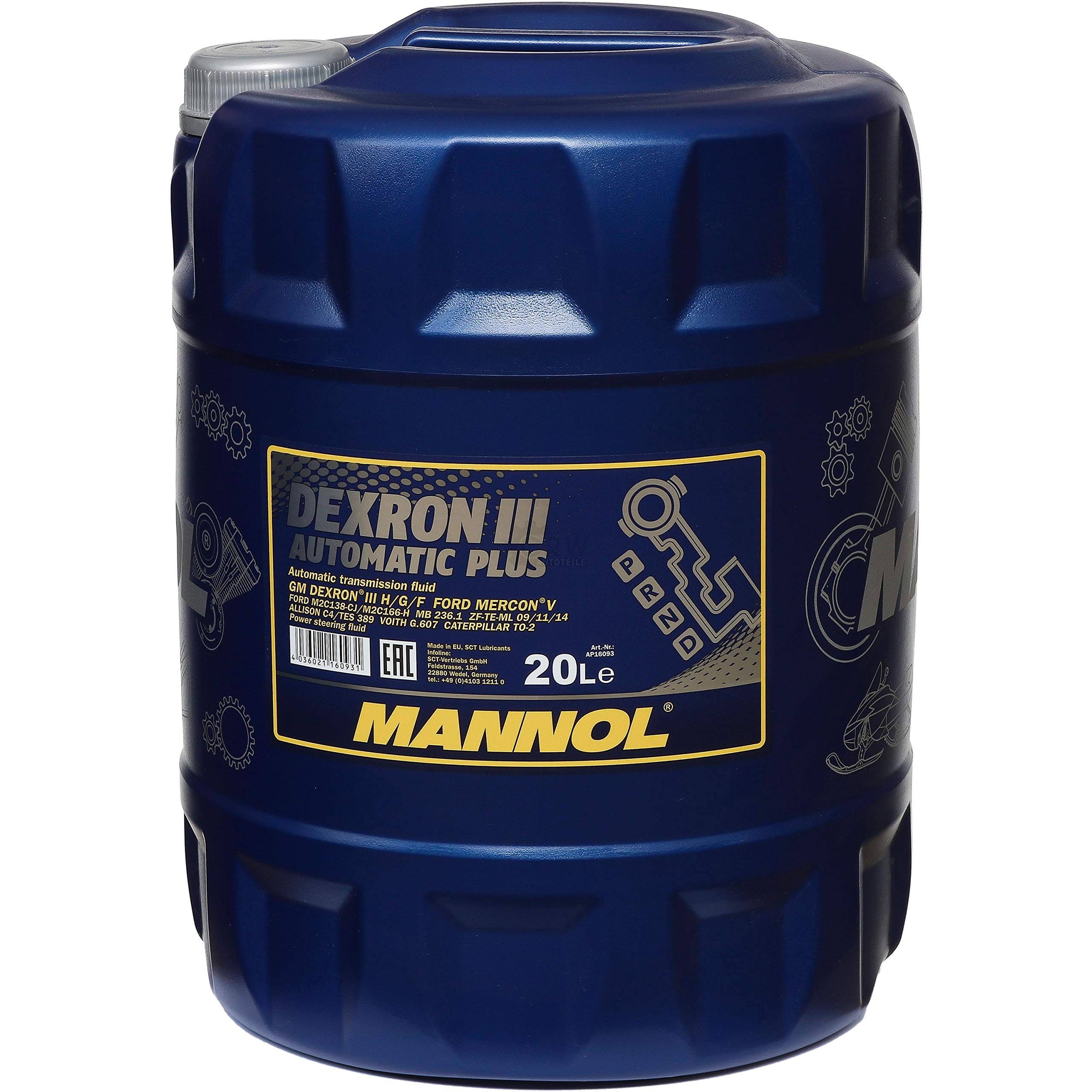 Le kit contient 20 litres d'huile de transmission automatique Dexron III Automatic Plus Gear Oil + robinet d'écoulement inclus