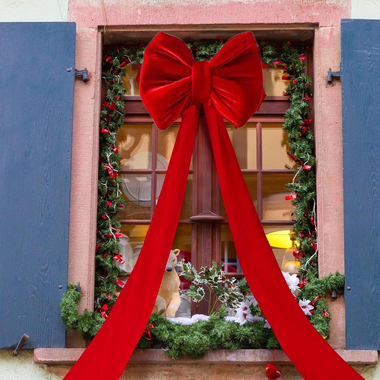Nœud Géant pour Arbre De Noël Décorations D'Ornement Réutilisables | Couronnement En Noeud Pour Arbre De Noël Pour Extérieur Intérieur Clôture Devant Escalier Arrière-Plan Maison Fête