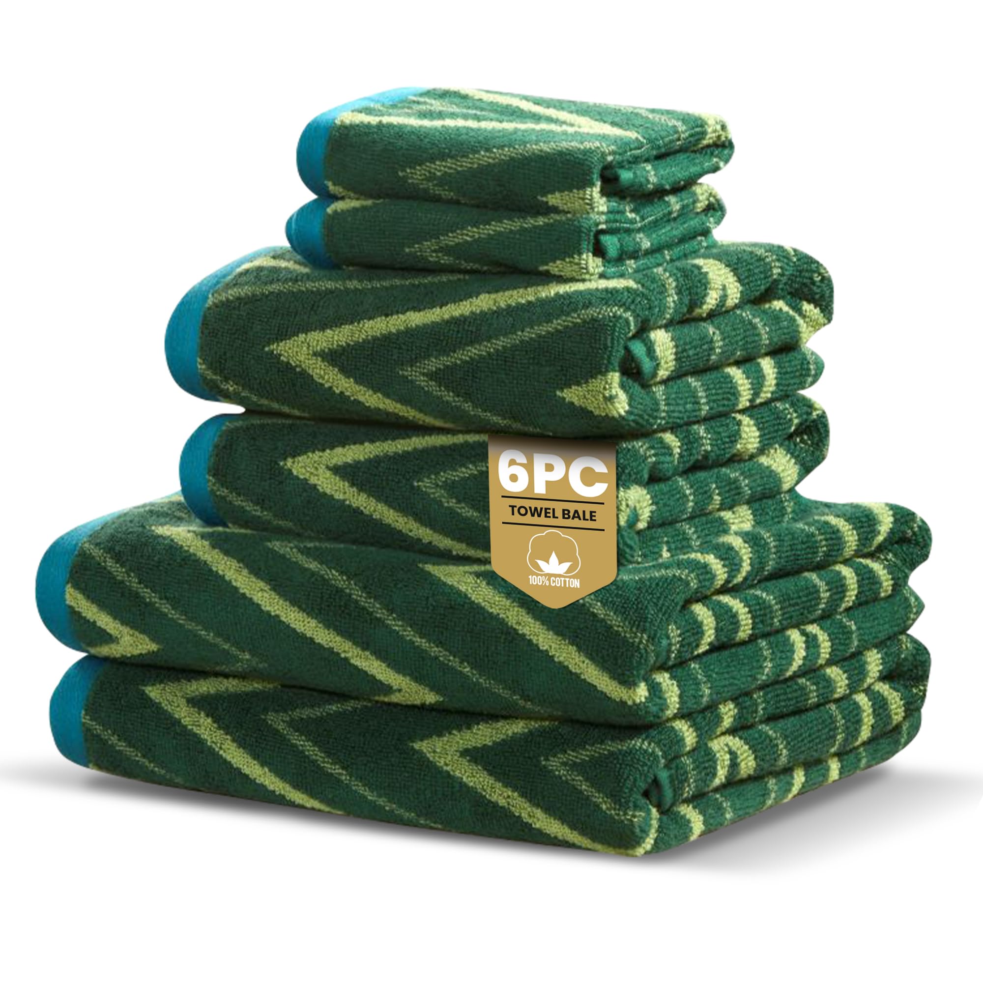Rapport Home Helix Cotton Towel Bale Set - Green - 6 Piece