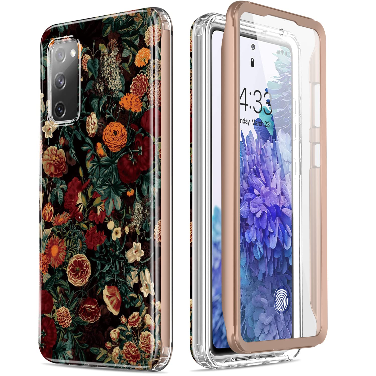 Esdot Compatible with Samsung Galaxy S20 FE Case with Built-in Screen Protector,with Fashionable Designs for Women Girls,Protective Phone Case for