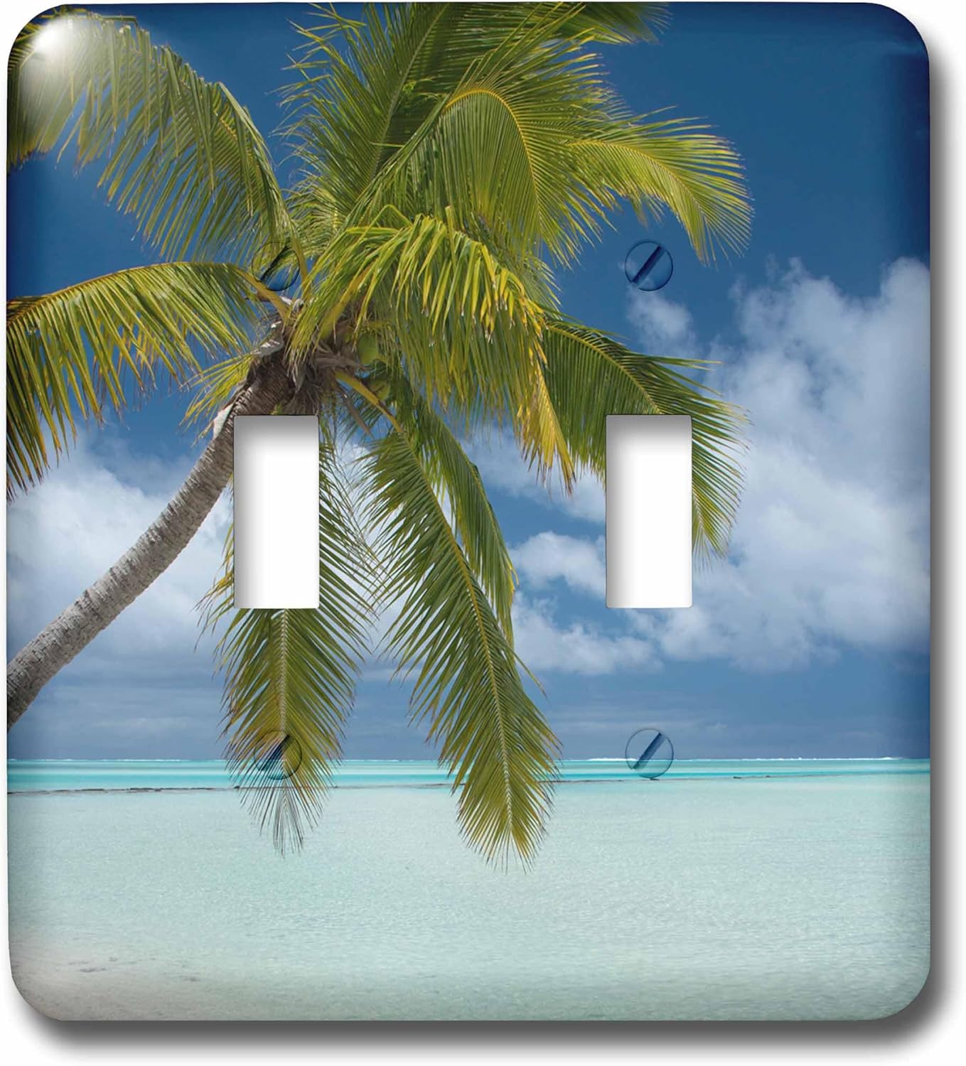 3dRose Cook Islands, Aitutaki, One Foot Island, Tropical White sand beach single toggle switch