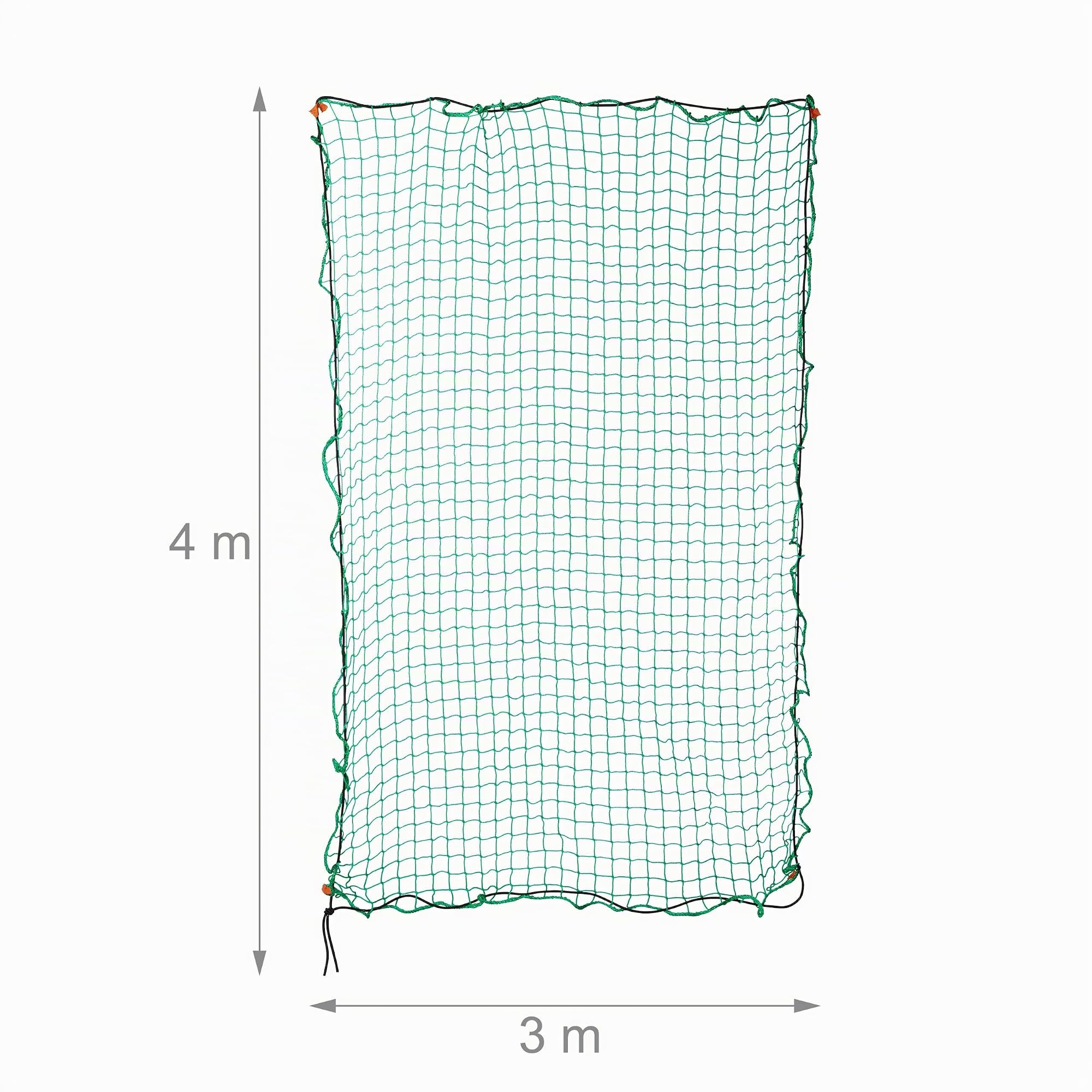 Relaxdays Rete di Copertura per Rimorchio, 3 x 4 m, con 12 Ganci, Segni per Gli Angoli, Corda in Gomma Elastica, Verde