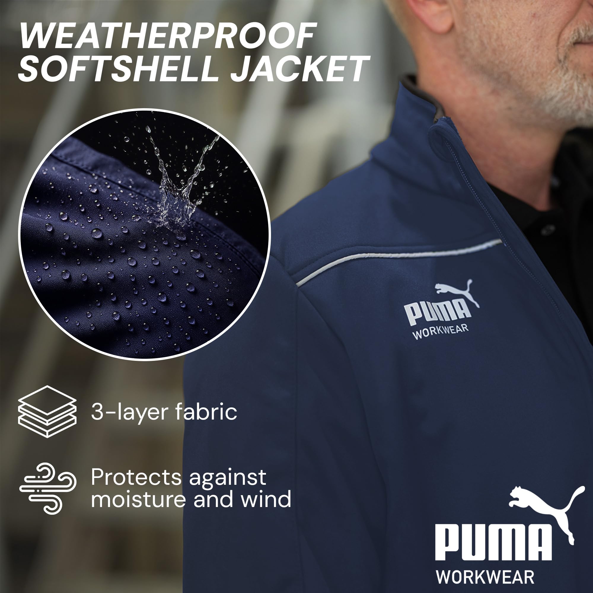 PUMA WORK WEAR Chaqueta de trabajo premium – Chaqueta softshell de tejido resistente y reflectores