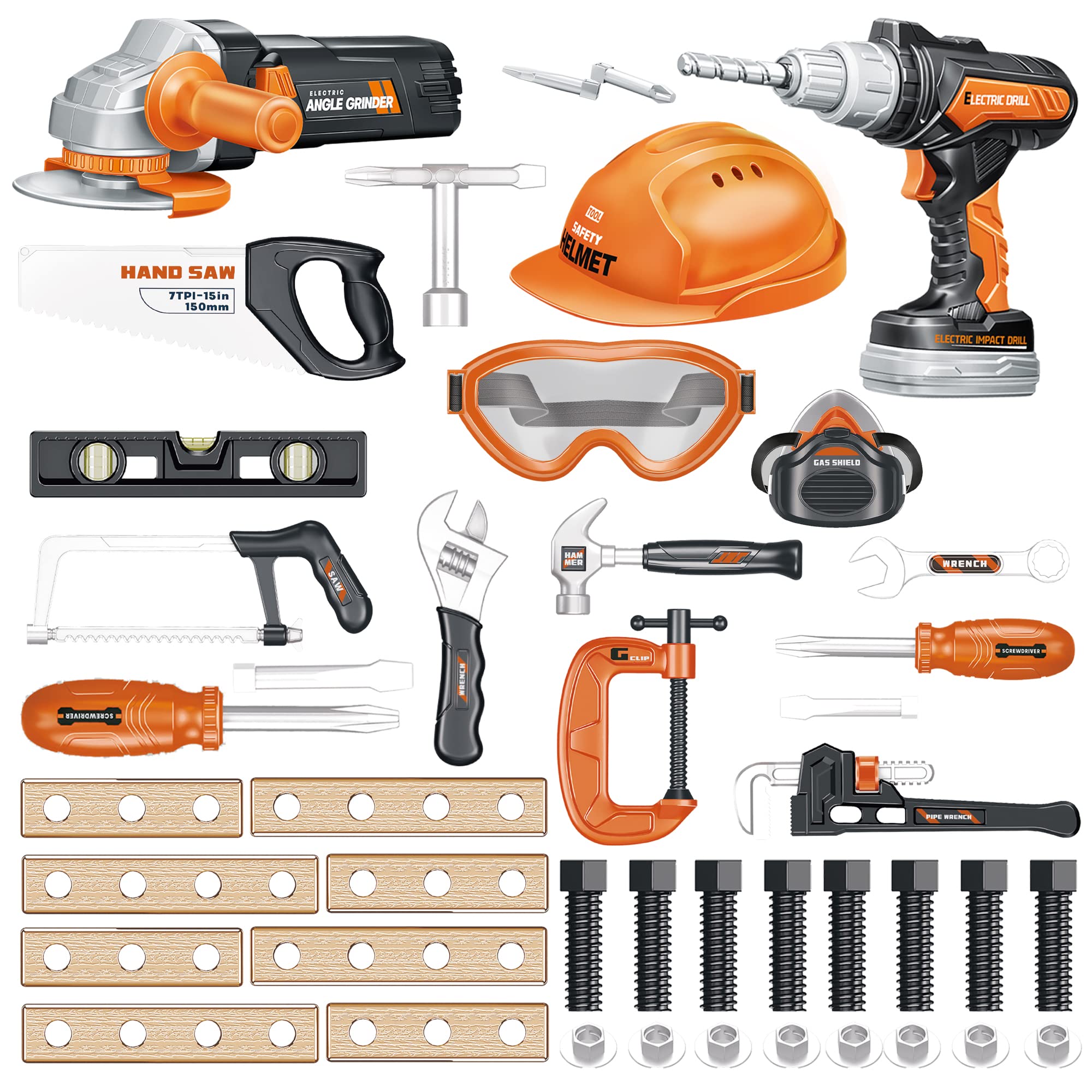 Toy Electric Drill & Tools Set for Kids Pretend Play, Bundle of Set 2&3, Toys & Gifts for Boys & Girls 3 4 5 6+