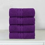 Elegant Comfort Three Line Ensemble de serviettes en popcorn pour salle de bain 16 x 28 pouces, qualité de l'hôtel Premium 4-Pack Serviettes à main, 100% Coton turc, doux et durable, sec rapide et très absorbant, violet