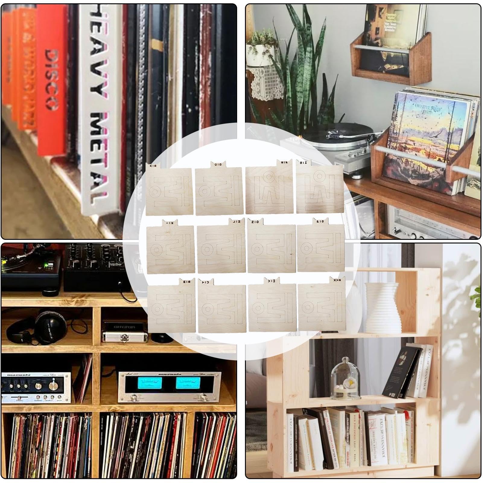 Separador de discos de vinilo, separador de índice de carpetas | separadores alfabéticos, 12 separadores LP, organizador alfabético para álbumes, libros, discos de vinilo, carpetas