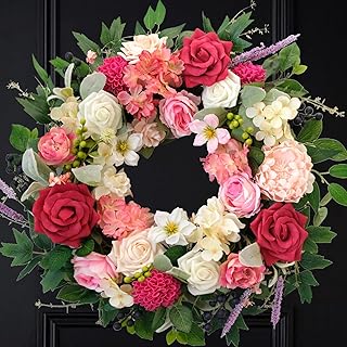 22 Inch Spring/Summer Floral Wreaths for Front Door,Artificial Decoratio...