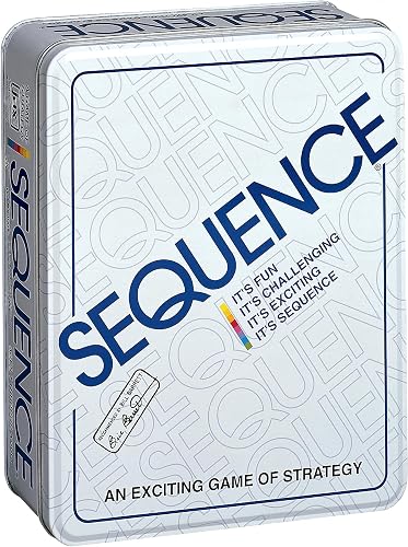 Jax SEQUENCE in a Tin - Original SEQUENCE Game with Folding Board, Cards and Chips Multi Color, 5"