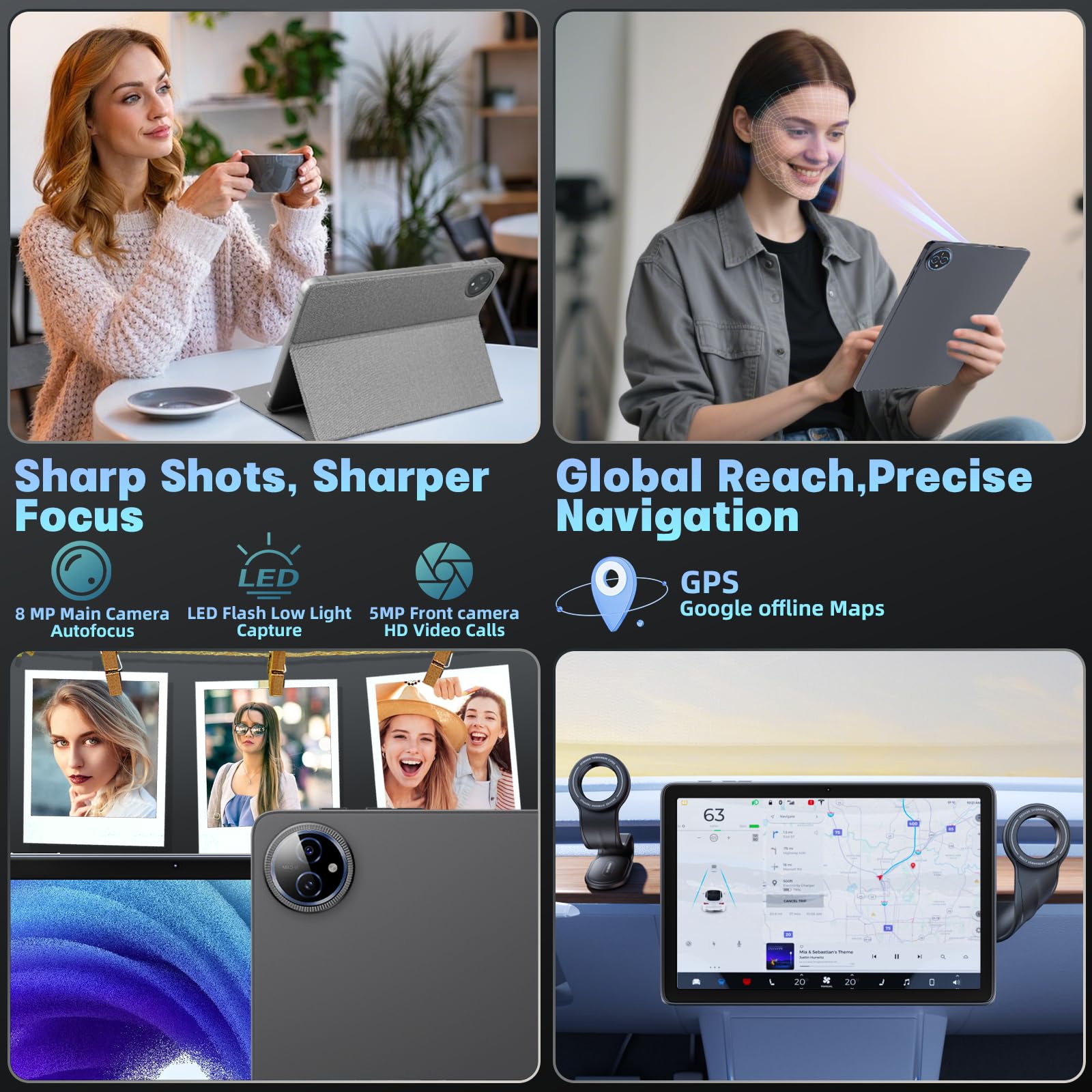 Tablet Android 15 de 10 pulgadas, 24 GB de RAM 128 ROM, tabletas con funda para teclado, lápiz capacitivo, 1 TB expandible, Octa-Core 6000 mAh, 1280 x 800 IPS HD, WiFi 5G, CPU T615, alto rendimiento 5