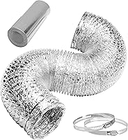 Vista 26 de HealSmart - Conducto flexible de aluminio de 6" y 2,44 metros, protección resistente de cuatro capas con 2 abrazaderas para conductos, manguera