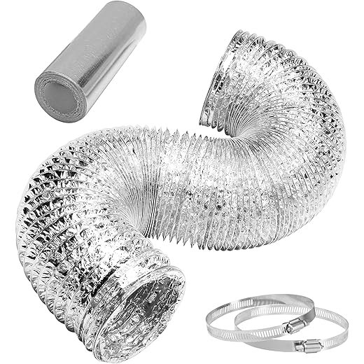 HealSmart 4 8 Ft Aluminum Ducting Flexible Non Insulated wi