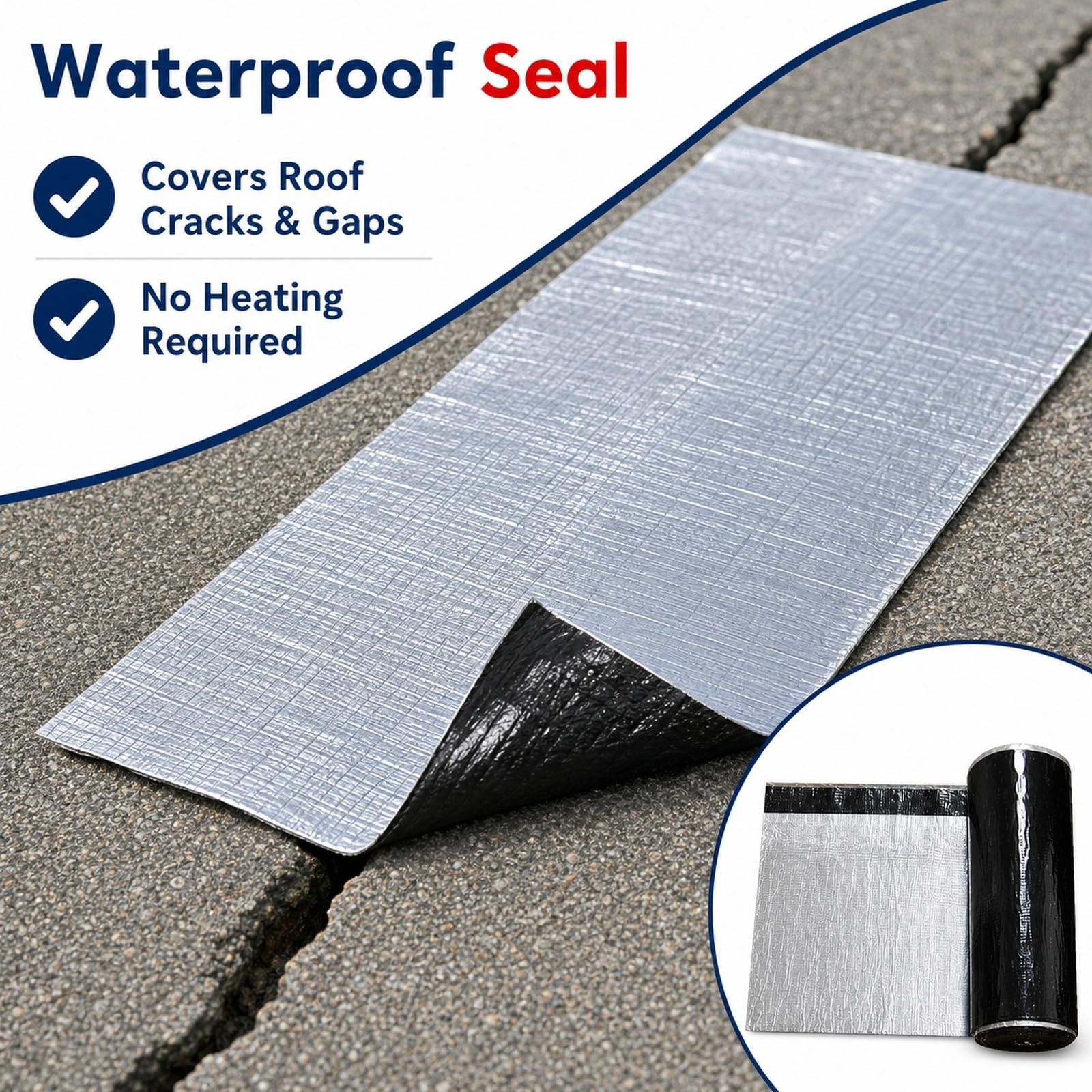 Autoadhesivas Tejas De Techo,Cinta de Aluminio Impermeable,Tejas Bituminosas Autoadhesivas,Cinta para Reparación de Fugas de Agua,Extra Adhesión,para reparación de techos y tejados