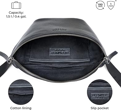 Berliner Bags Premium Genuine Leather Fanny Pack Noah, Belt Bag, Crossbody Sling Bag for Men and Women, Gift for Dad - Black