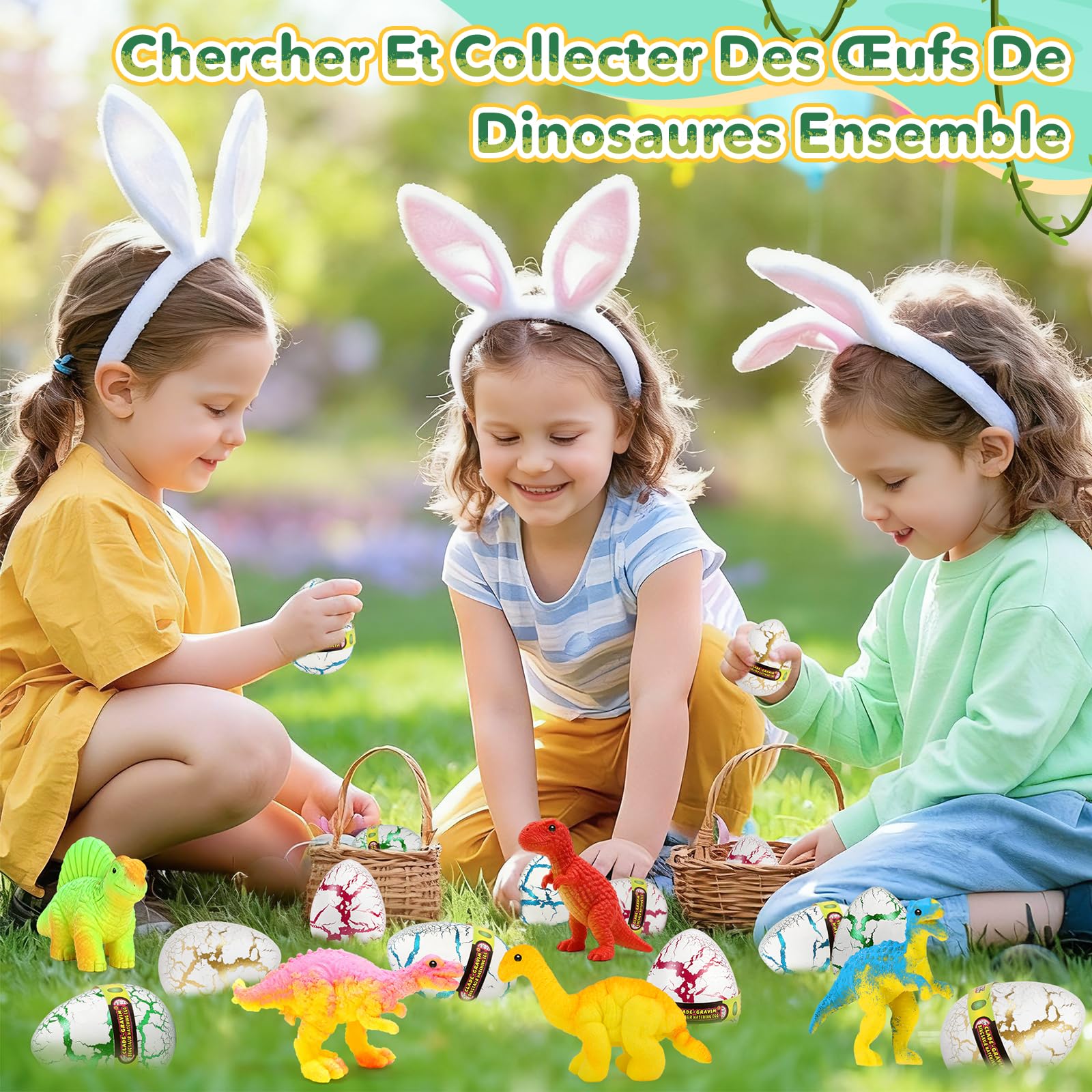 JONRRYIN Œufs Arc-en-Ciel à Éclore avec Dinosaures pour Enfants, Lot de 6 Œufs Surprise Dinosaur à Éclosion Magiques Jouets de Croissance, Idées Cadeaux pour Pâques ou Anniversaire Enfants 3+ Ans