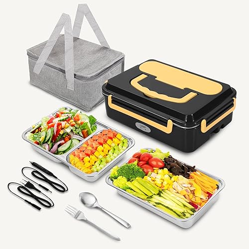 Miniatura 7 de Fiambrera eléctrica Calentador de cochecamiónoficina Fiambrera de calefacción de alimentos Conveniencia Caja Bento Box 110V Hogar 1224V con cuchara